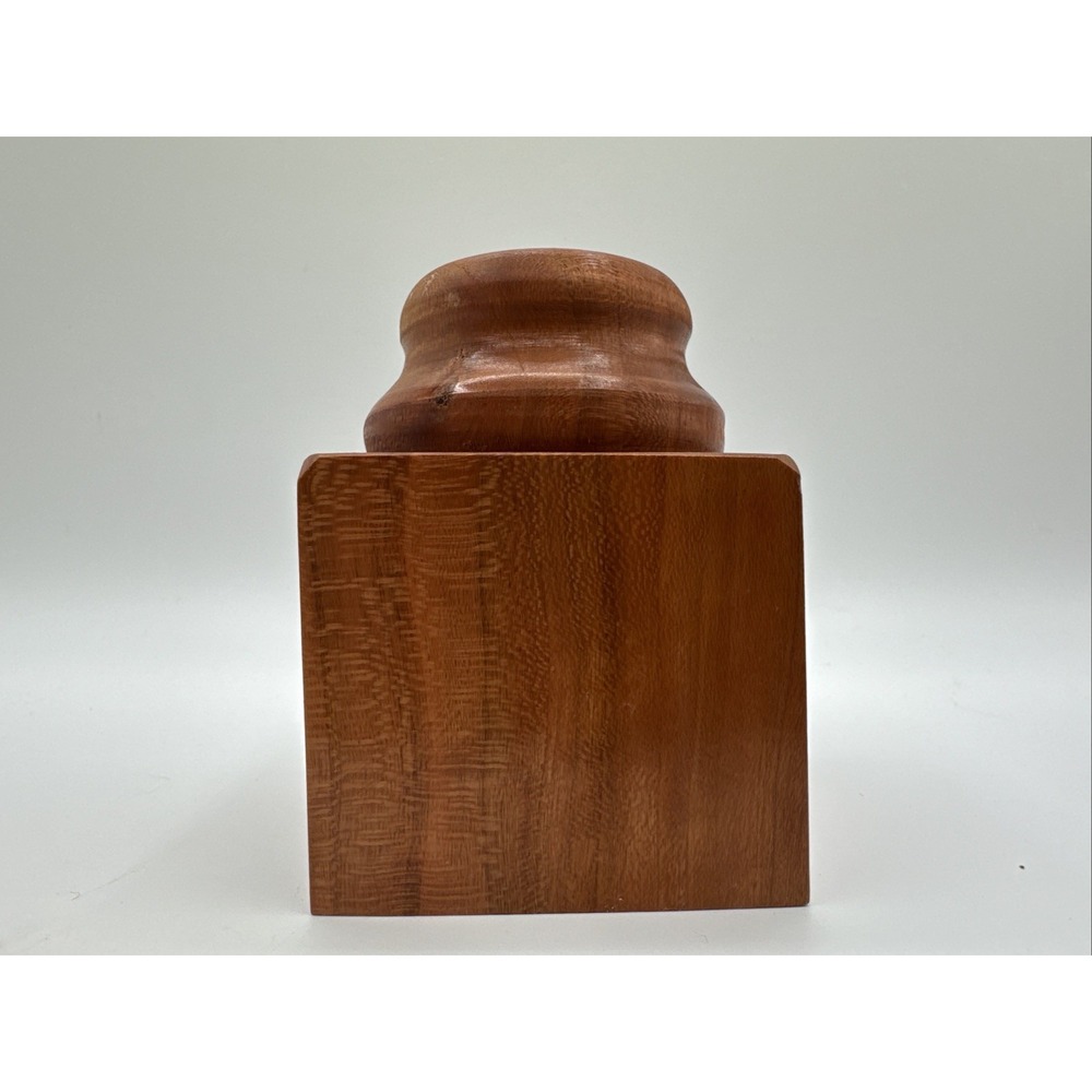 Vintage Turned Teak Wood Tobacco Jar Canister Apothecary Storage Box w/ Lid 4" - Picture 4 of 12